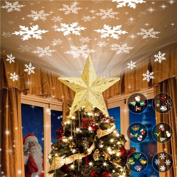 Christmas Tree Topper Lighted with 6 Projection Modes, Built-in LED - Picture 1 of 8